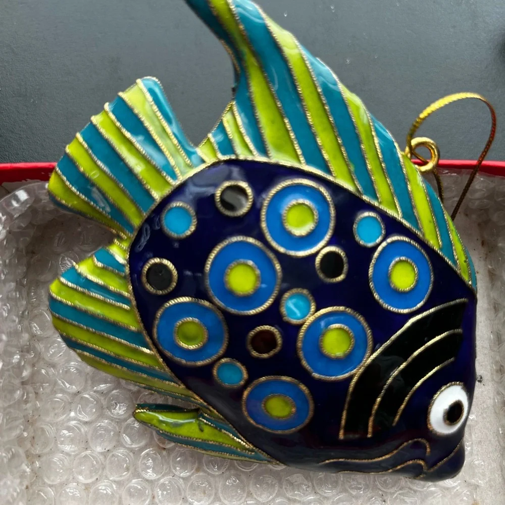 Vibrant Blue and Green Fish Hanging Decor / Ornament